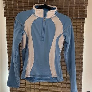 Obermeyer Light Blue and White Junior Quarter-Zip Pullover